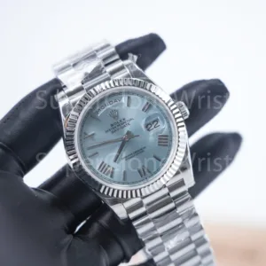 Rolex Day-Date 228236 Steel Ice Blue Sunray Roman Dial Fluted Bezel President Bracelet 40mm Replica Watches - DSC05688