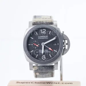 Panerai Luminor Luna Rossa GMT PAM01096 Titanium Scafotech Dial Carbotech Bezel Grey Fabric Strap 42mm Replica Watches - 1