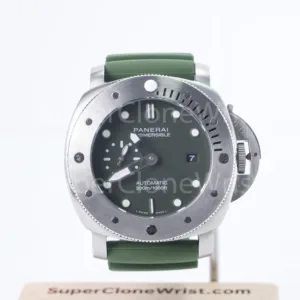 Panerai Submersible Verde Militare PAM01055 Steel Green Dial Green Rubber Strap 42mm Replica Watches - 1