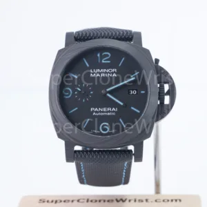 Panerai Luminor Marina PAM02661 Carbotech Black Dial Blue Lume Black Rubber Strap 44mm Replica Watches - 1