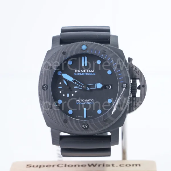Panerai Submersible PAM01616 Carbotech Black Dial Carbon Fiber Dive Bezel Black Rubber Strap 47mm Replica Watches - 1