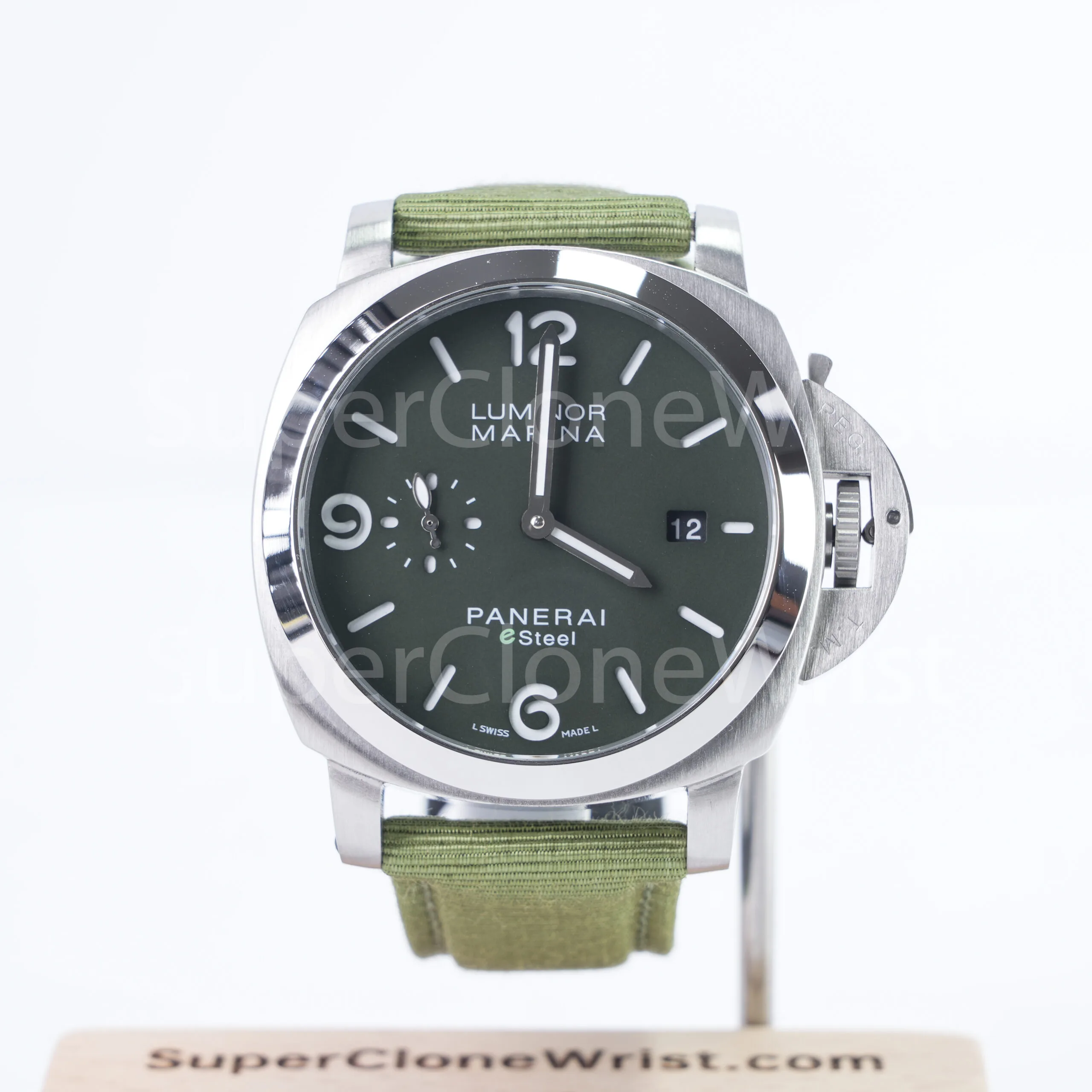 Panerai Luminor Marina eSteel PAM01356 Verde Smeraldo Green Gradient Dial Fabric Strap 44mm Replica Watches - 1