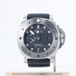 Panerai Submersible PAM00973 Steel Black Dial Brushed Steel Bezel Black Rubber Strap 42mm Replica Watches - 1