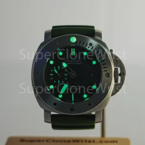 Panerai Submersible Verde Militare PAM01055 Steel Green Dial Green Rubber Strap 42mm Replica Watches - 2