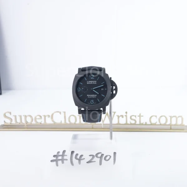 Panerai Luminor Marina PAM02661 Carbotech Black Dial Blue Lume Black Rubber Strap 44mm Replica Watches - 2