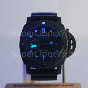 Panerai Submersible PAM01616 Carbotech Black Dial Carbon Fiber Dive Bezel Black Rubber Strap 47mm Replica Watches - 2