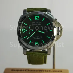 Panerai Luminor Marina eSteel PAM01356 Verde Smeraldo Green Gradient Dial Fabric Strap 44mm Replica Watches - 2