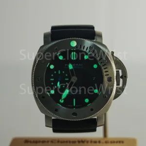 Panerai Submersible PAM00973 Steel Black Dial Brushed Steel Bezel Black Rubber Strap 42mm Replica Watches - 2